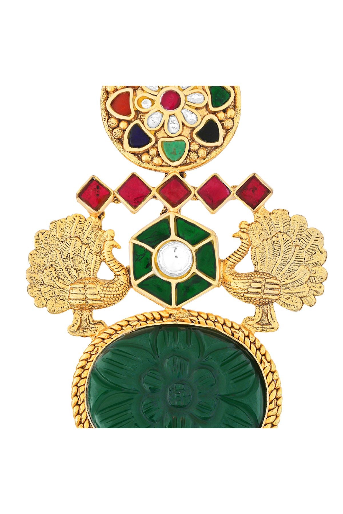 Nyra Navratna Golden Earrings