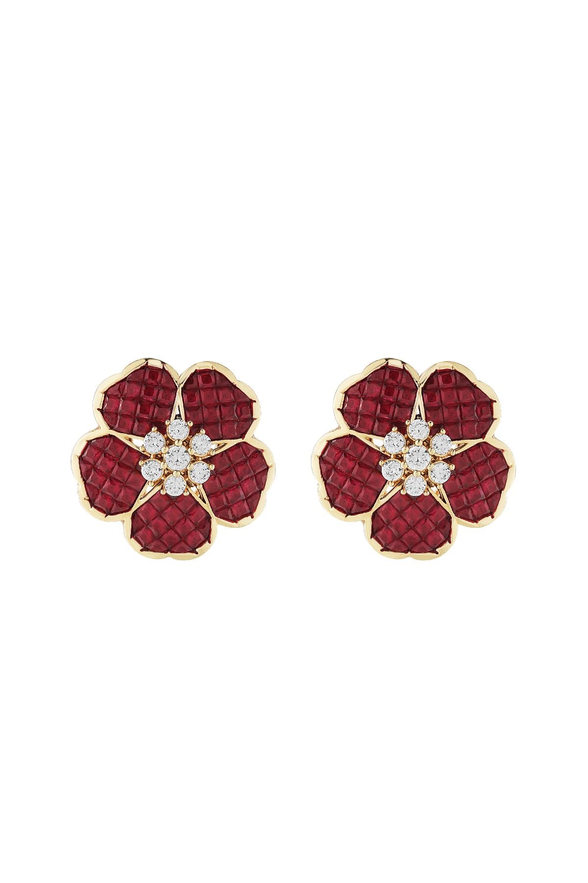 Earrings | Floral Crimson Studs