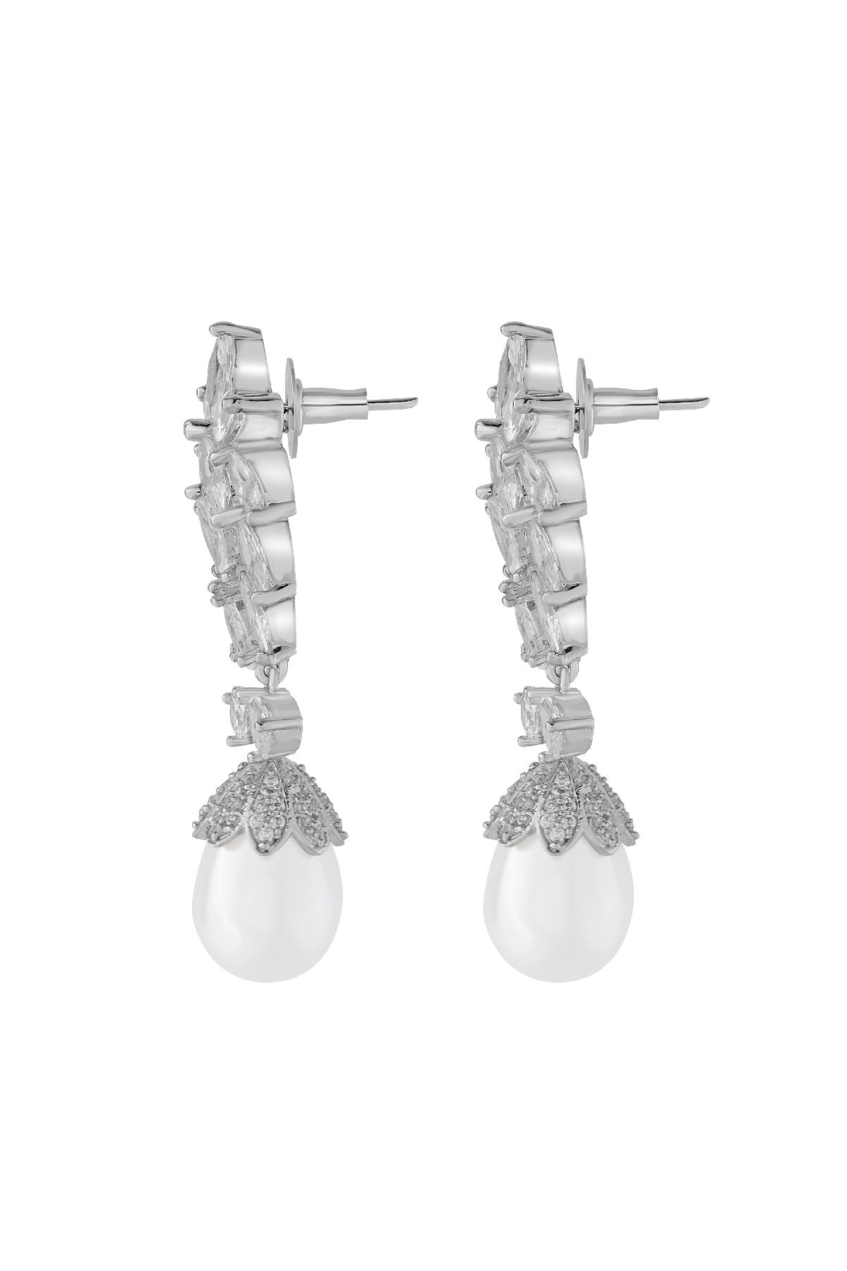 Earrings | Marquise Cluster Pearl Drops