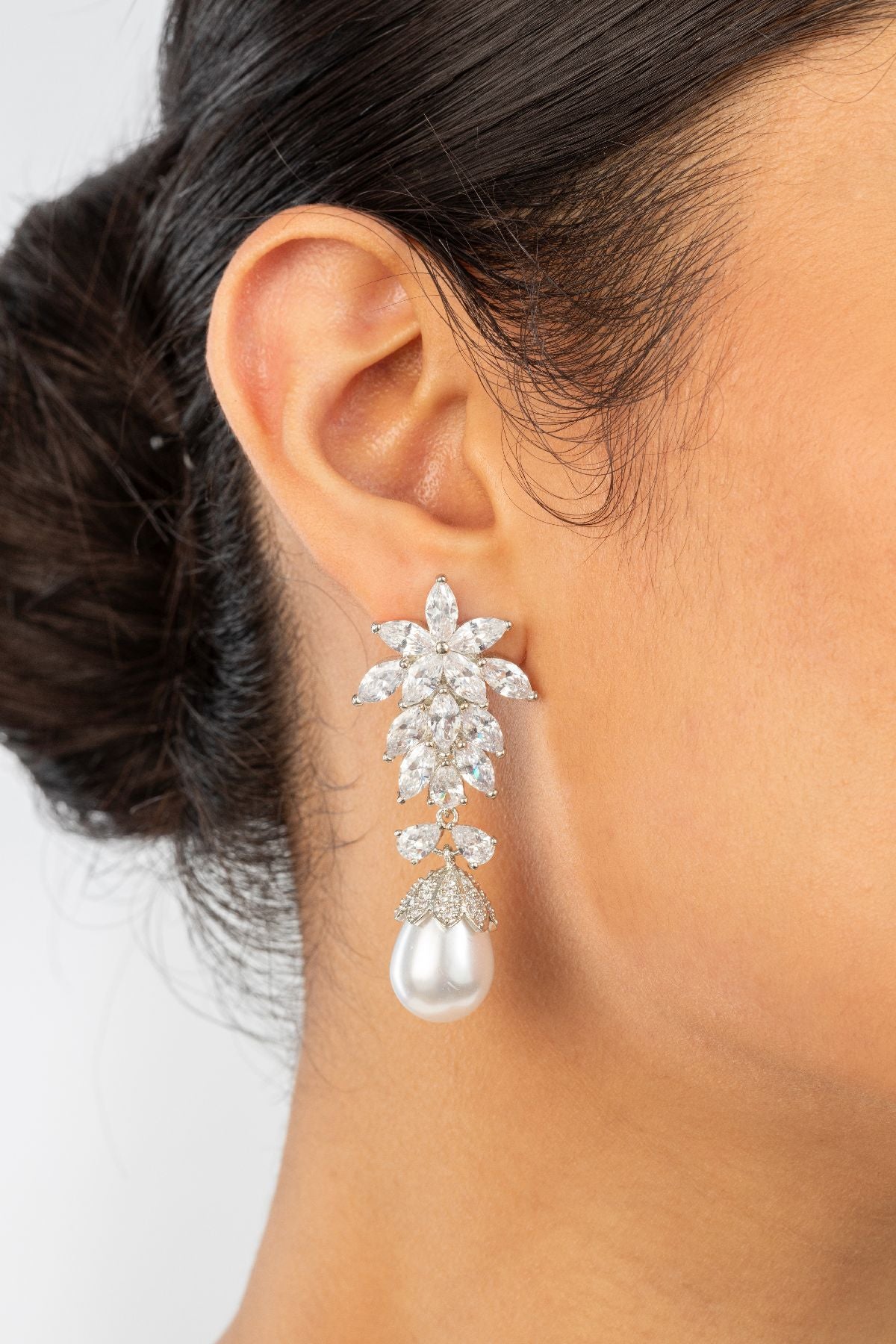 Earrings | Marquise Cluster Pearl Drops