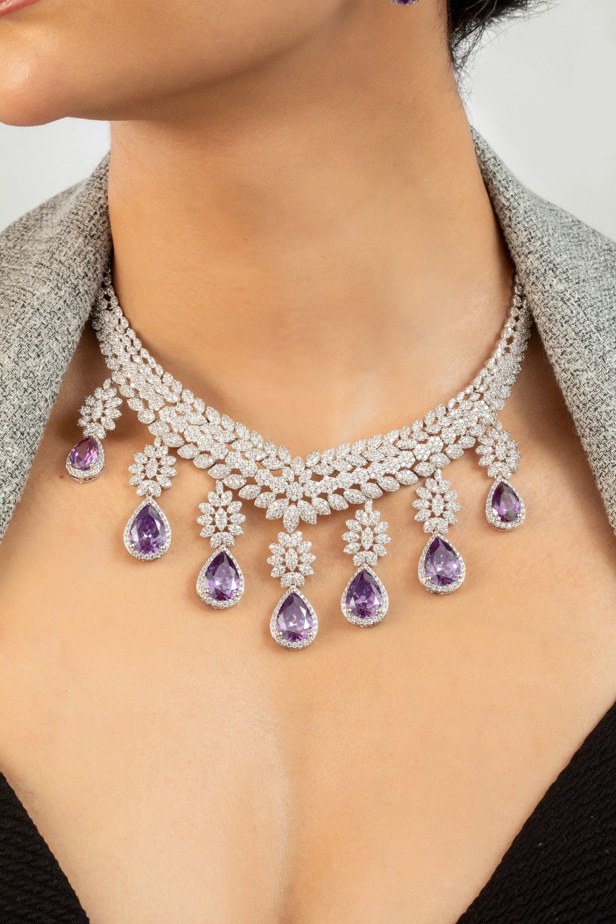 Necklace Set | Violet Radiance Diamante