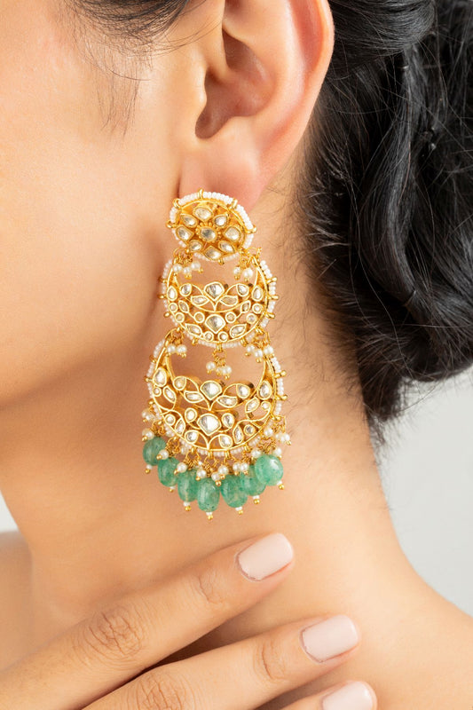 Earrings | Statement 3 layer Chandbali