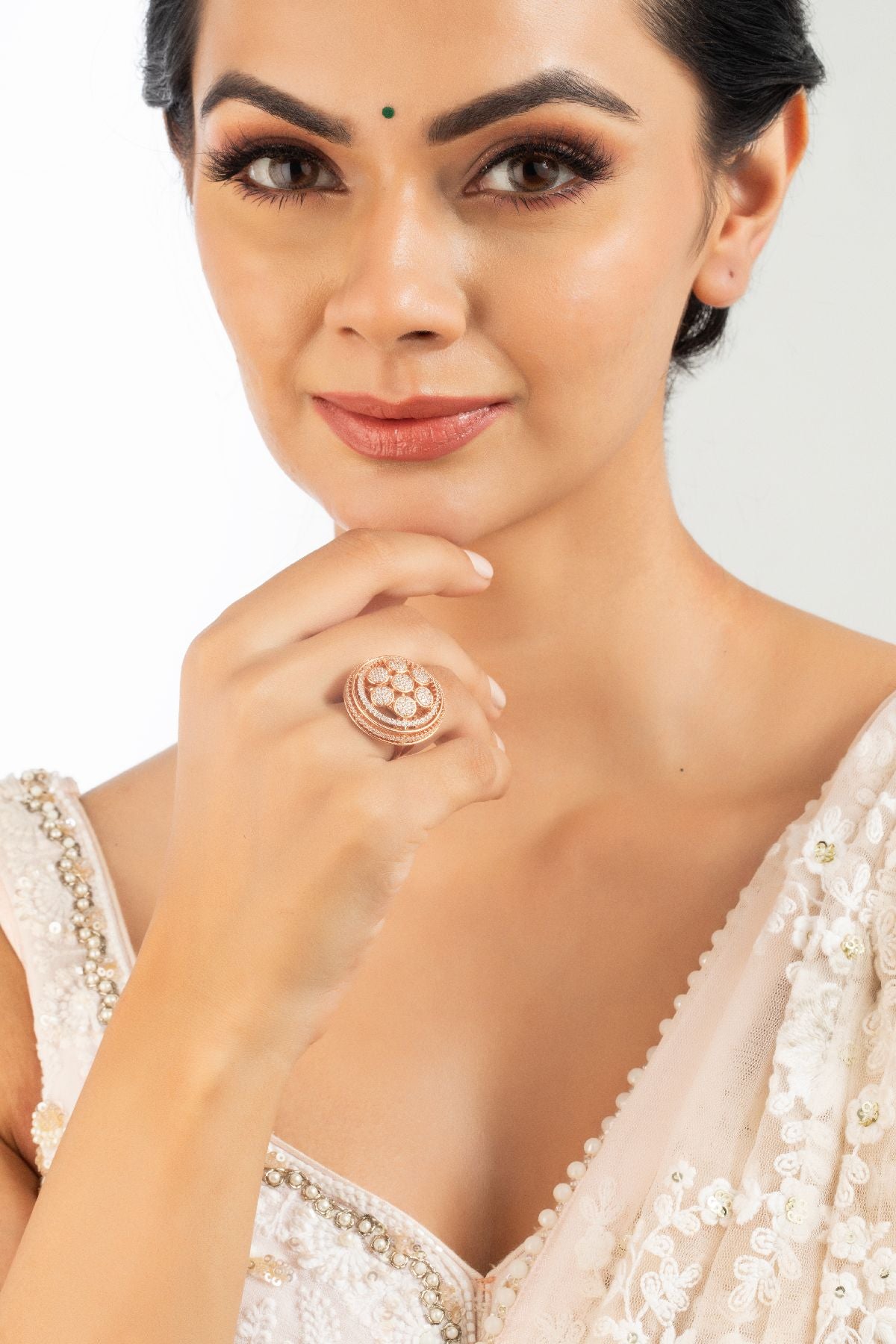 Blooming Blush Diamante Ring