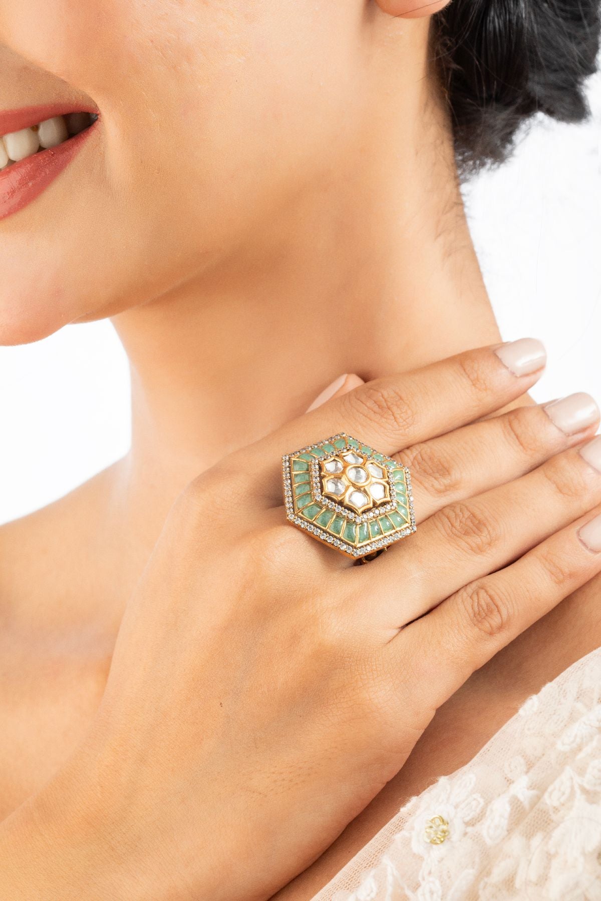 Woodland Glow Polki Ring