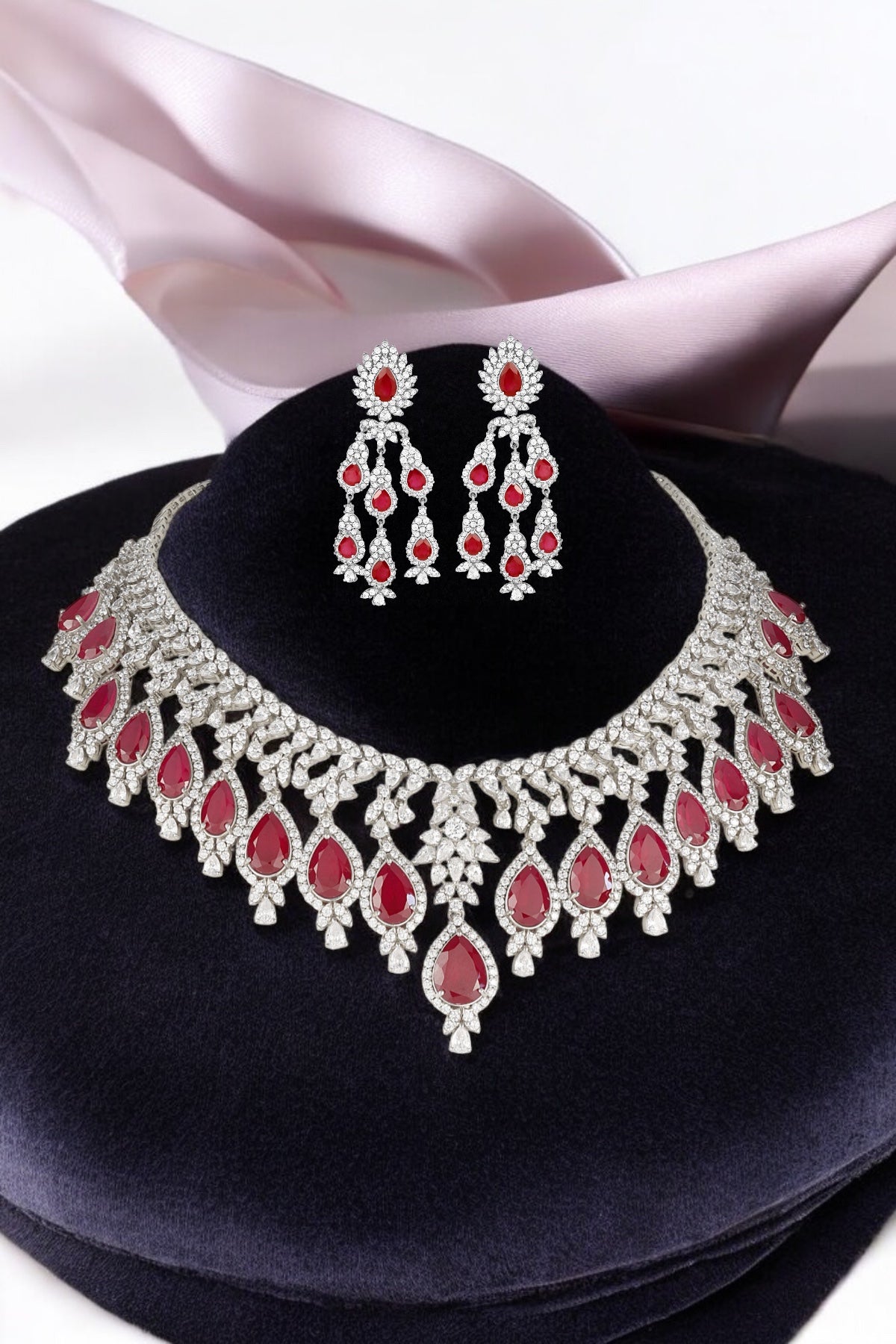 Necklace Set | Luxe Garnet Diamante Set