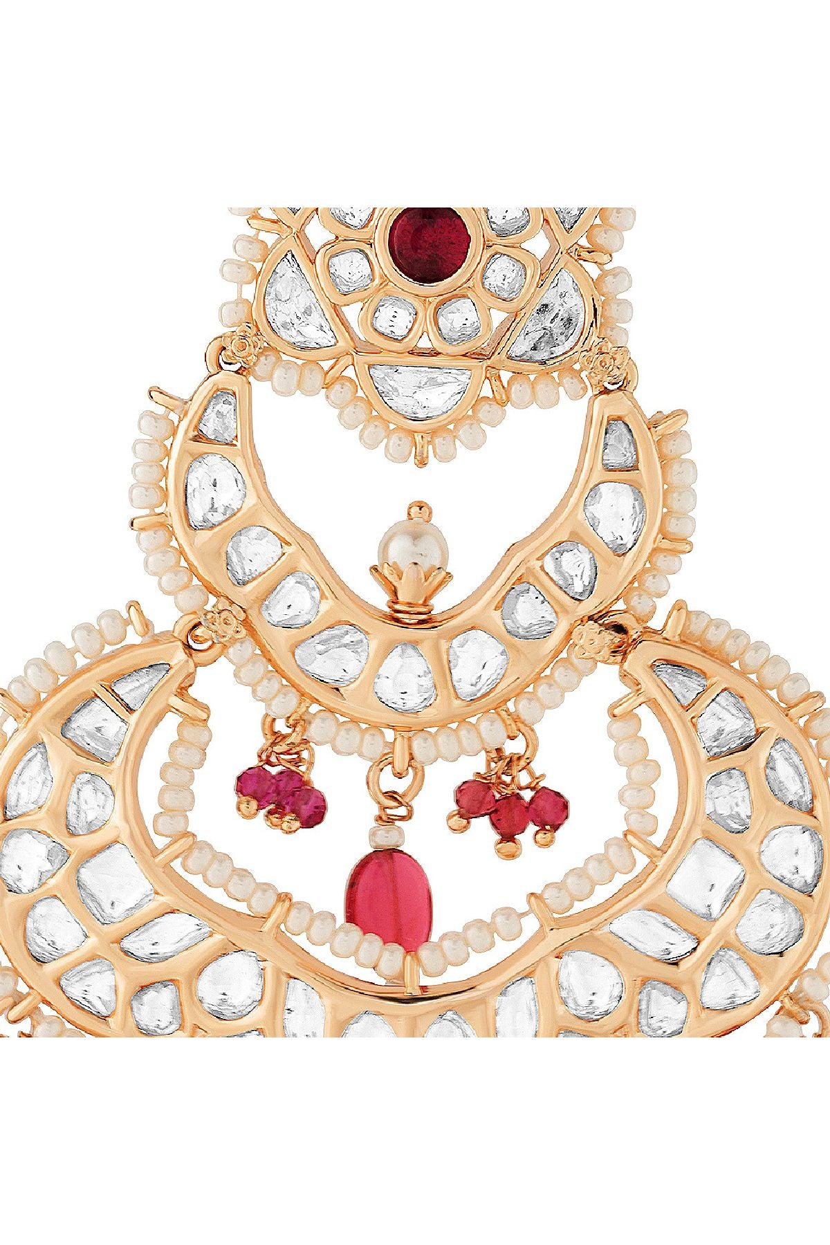 Earrings | Kyra Red Polki Chandbali