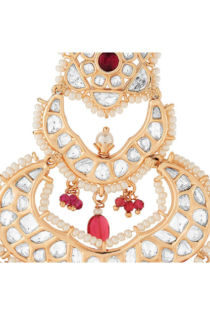 Earrings | Kyra Red Polki Chandbali