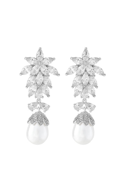 Earrings | Marquise Cluster Pearl Drops