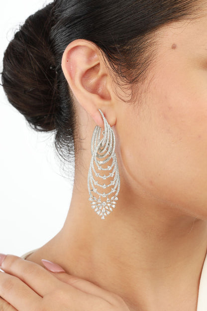 Earrings | Contemporary Long Diamante