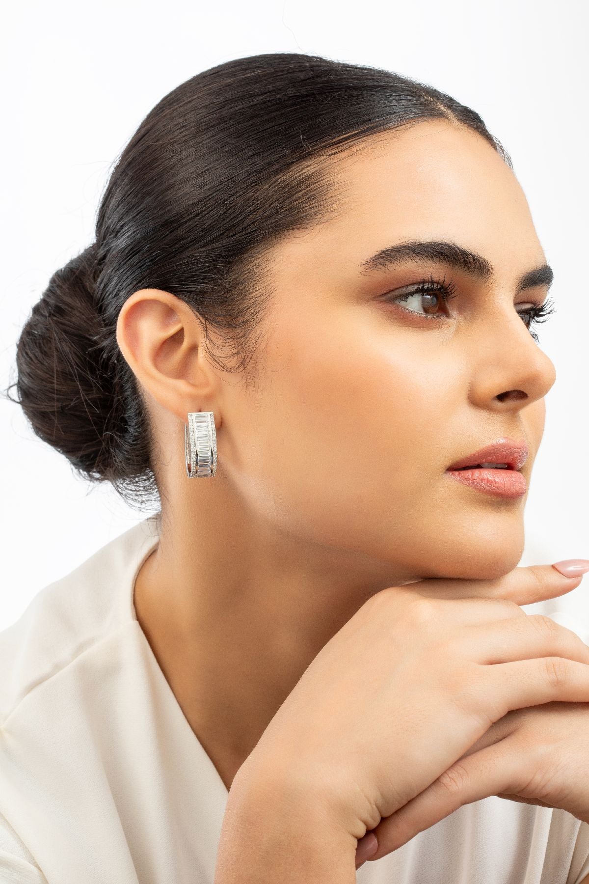 Earrings | Sleek Diamante Hoops