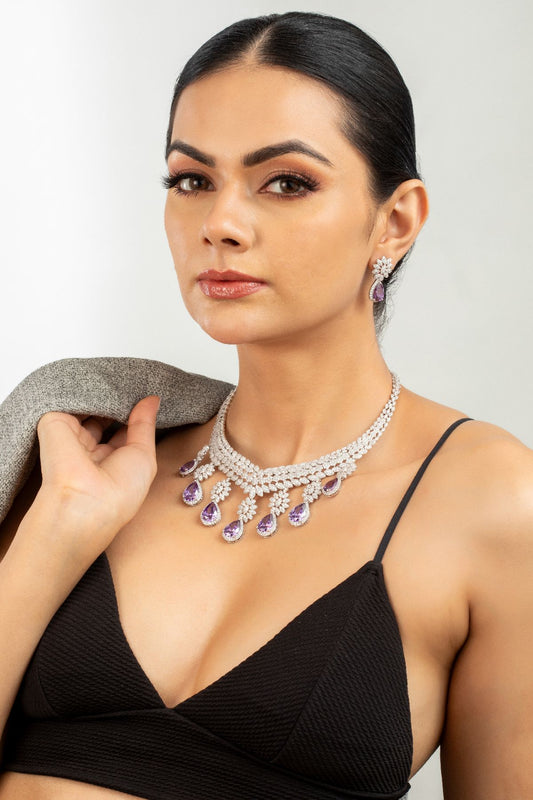 Necklace Set | Violet Radiance Diamante