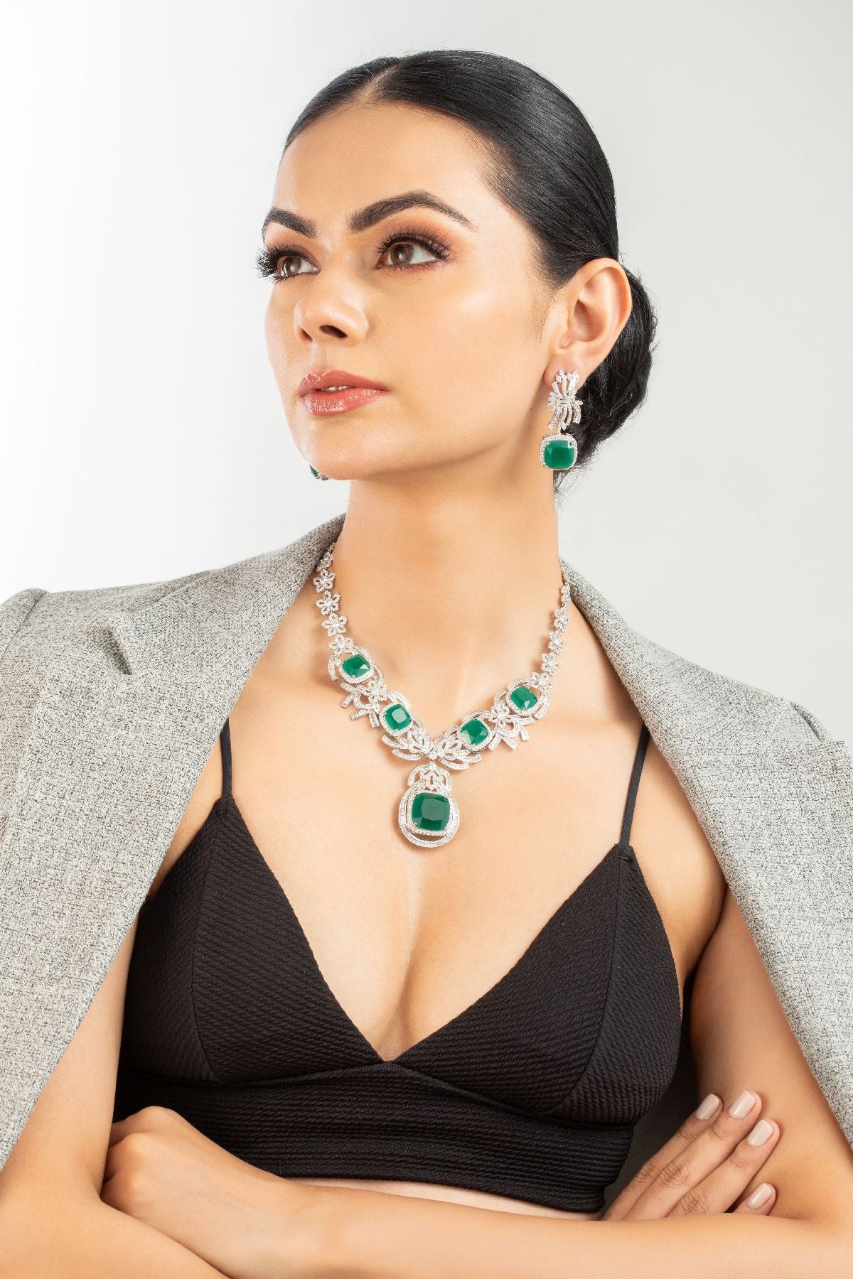 Necklace Set | Ethereal Emerald and Diamante Set