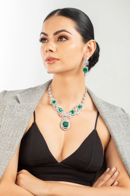 Necklace Set | Ethereal Emerald and Diamante Set