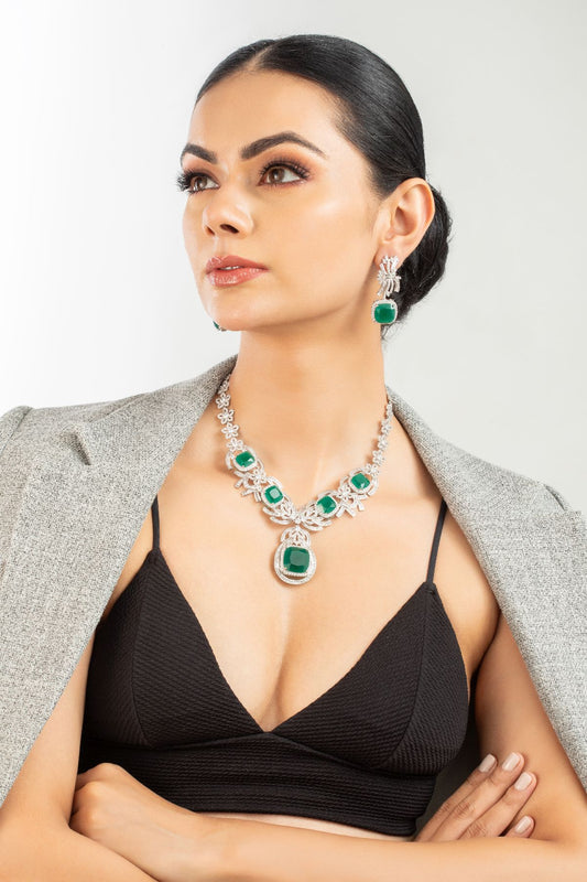 Necklace Set | Ethereal Emerald and Diamante Set