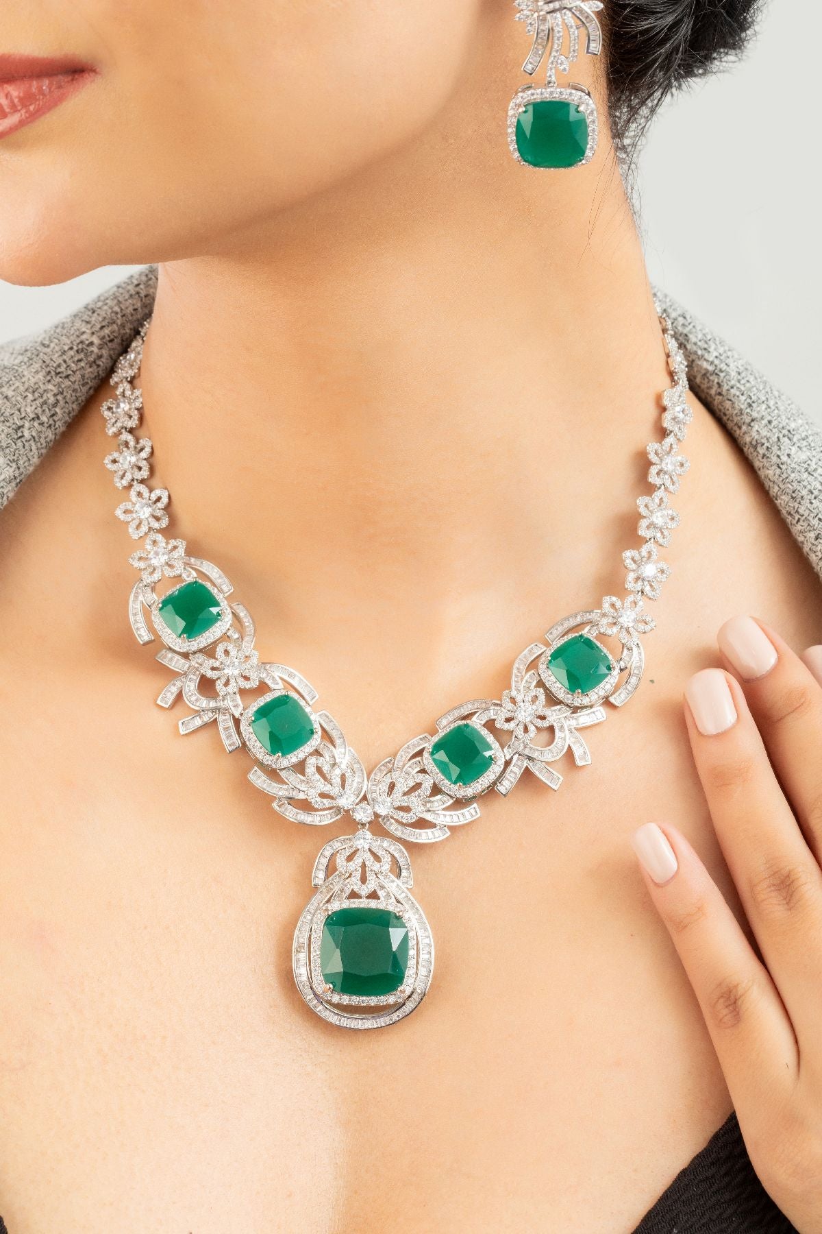 Necklace Set | Ethereal Emerald and Diamante Set