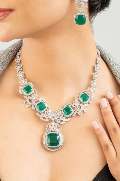 Necklace Set | Ethereal Emerald and Diamante Set