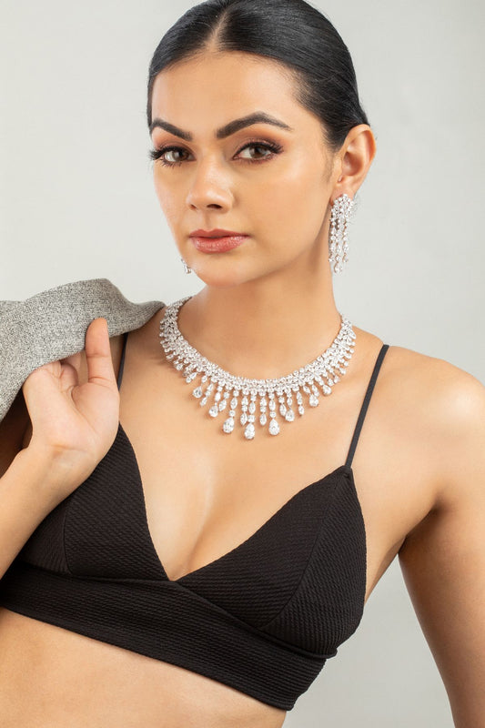 Necklace Set | Cascading Brilliance Diamante Set