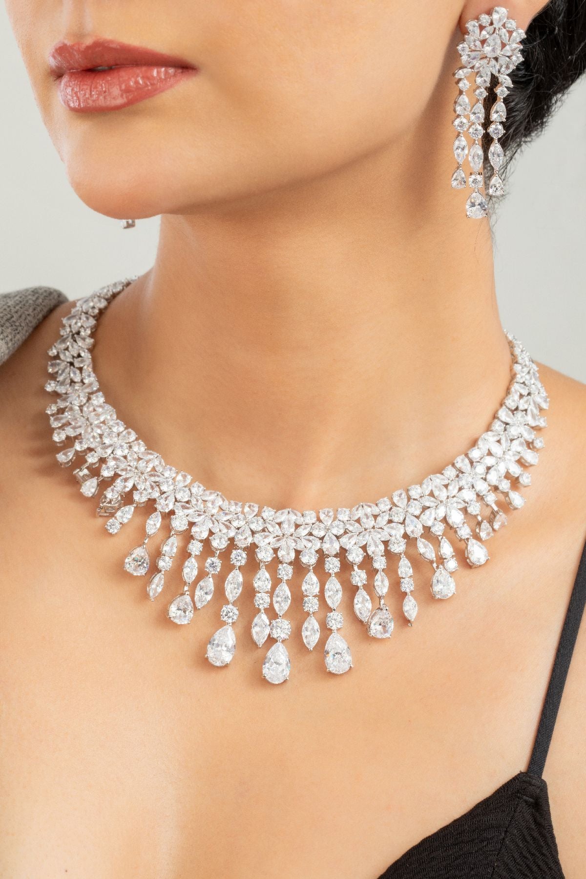 Necklace Set | Cascading Brilliance Diamante Set